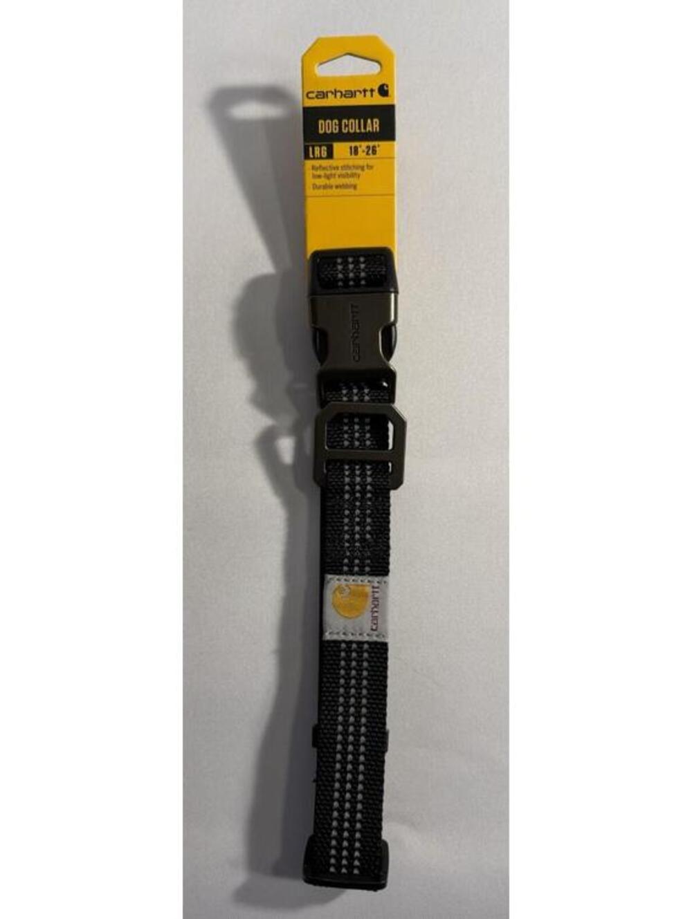 CARHARTT LARGE 18”-26” BLACK DURABLE WEBBING REFLECTIVE ADJUSTABLE DOG COLLAR